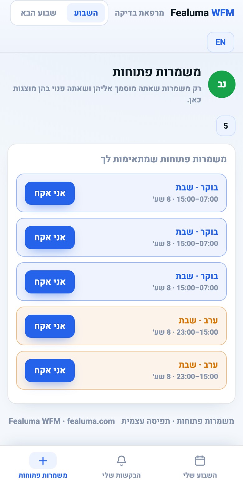 משמרות פתוחות